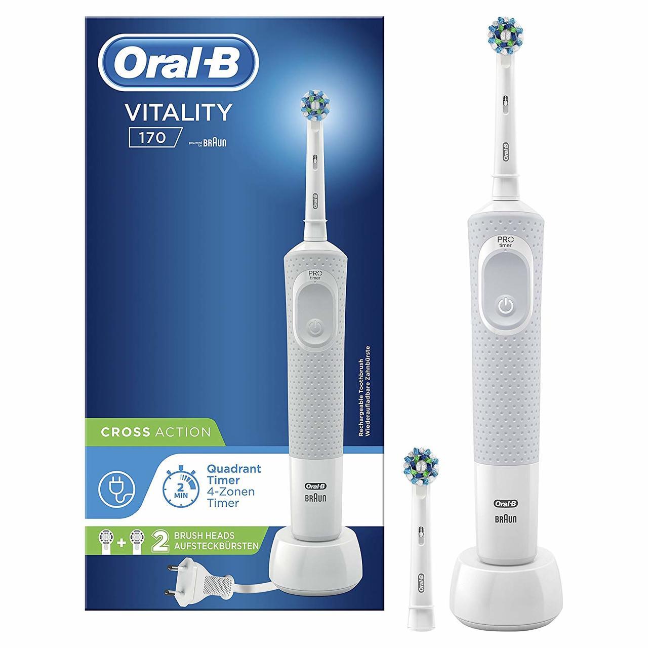 ORAL B POWER TOOTHBRUSH VITALITY CROSS ACTION - WHITE - 2 REFILLS